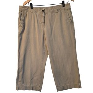 LL Bean‎ Women's Khaki Cotton Capri Pants Size 14 Petite Casual Comfort